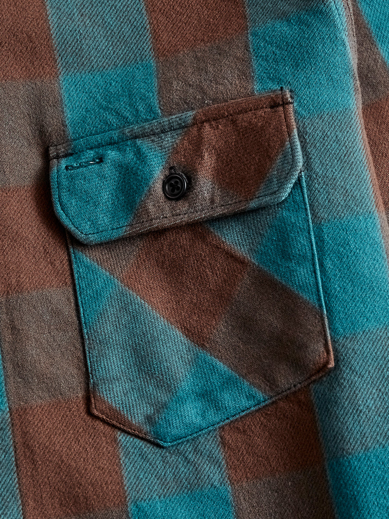 Norris Selvedge Flannel in Petrol/Brown
