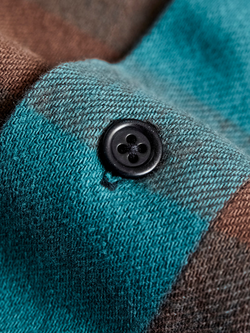 Norris Selvedge Flannel in Petrol/Brown