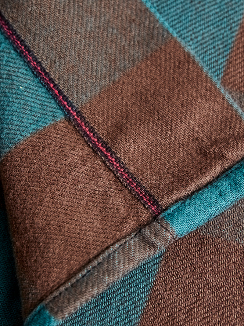 Norris Selvedge Flannel in Petrol/Brown