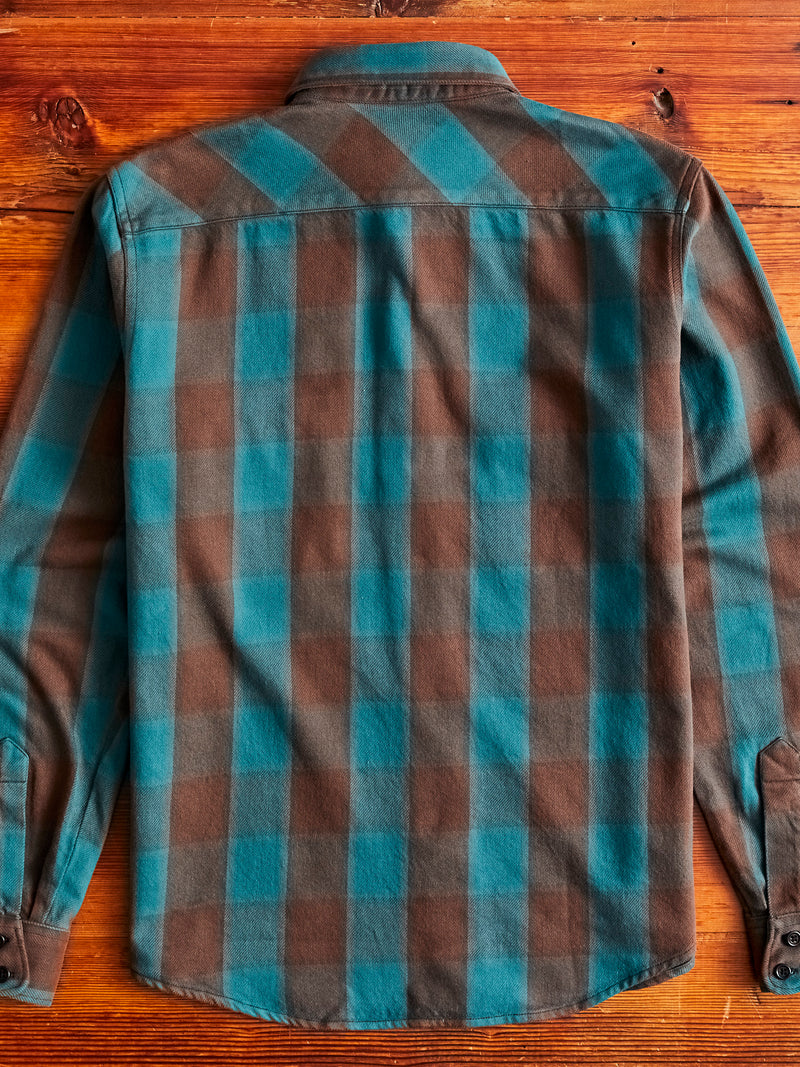 Norris Selvedge Flannel in Petrol/Brown