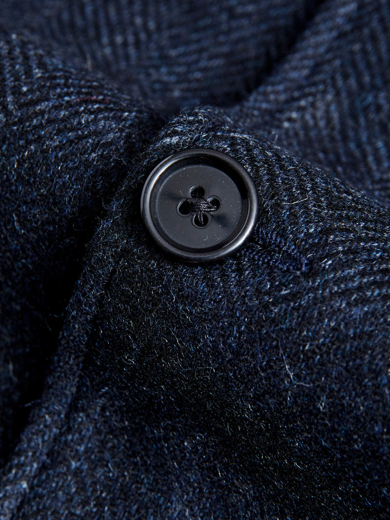 Labura Herringbone Wool Chore Coat in Navy