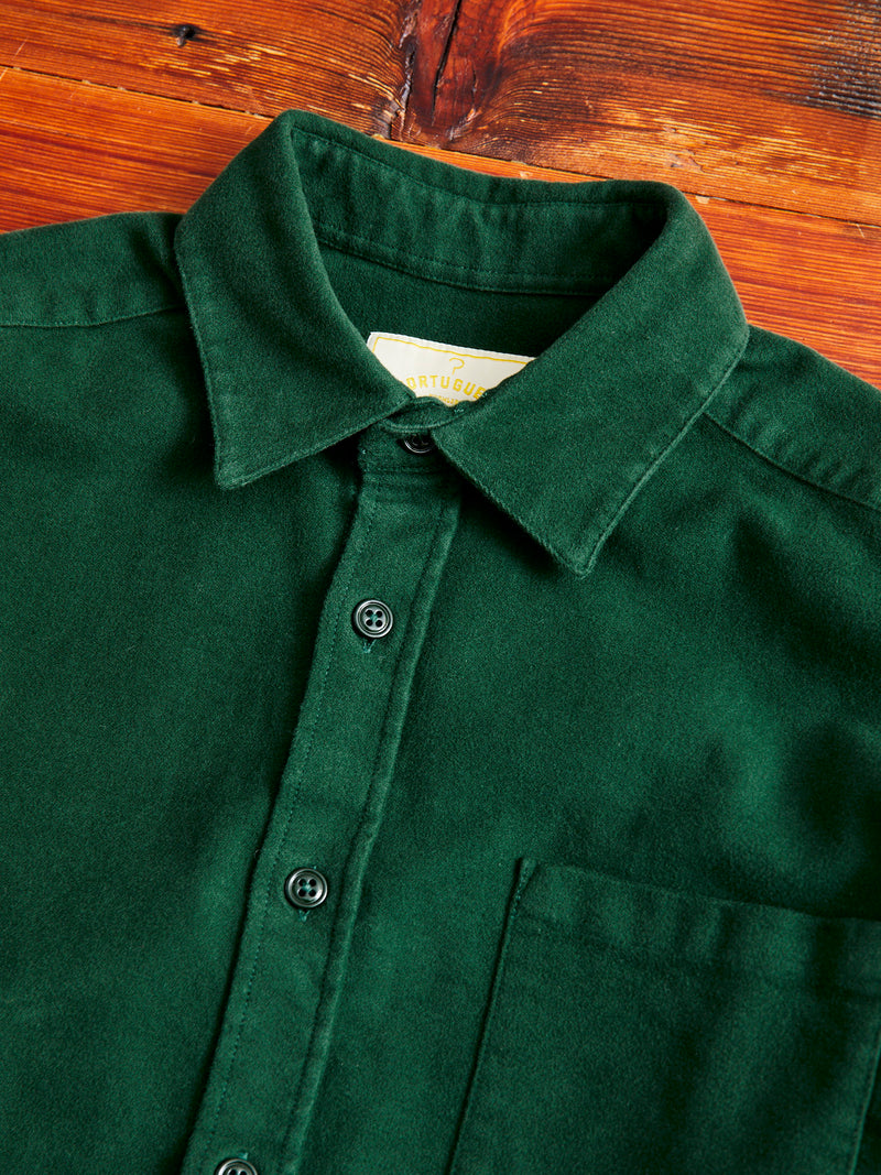 Moleskin Button-Up Shirt in Green