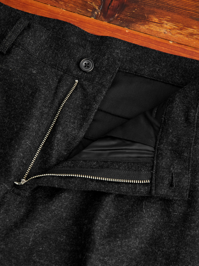 1-Pleat Wool Cashmere Trouser in Charcoal