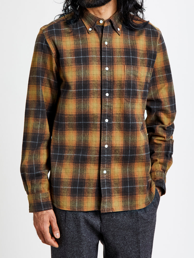 Shaggy Check Button-Down Shirt in Orange