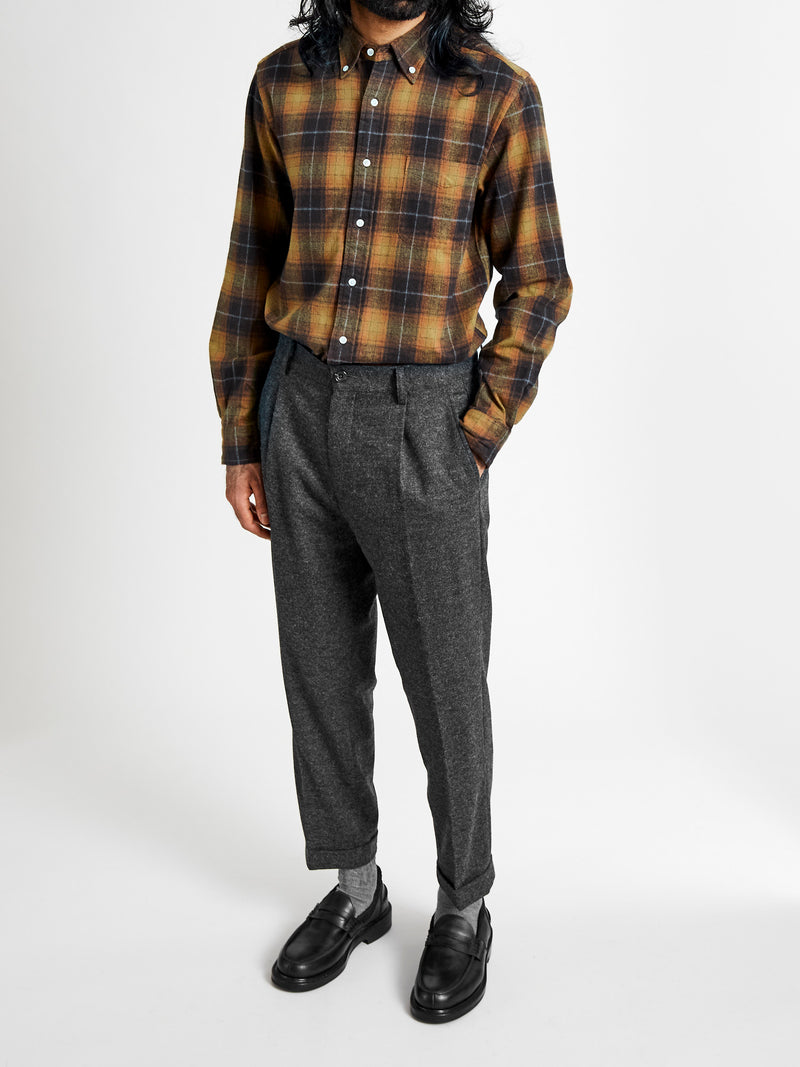 Shaggy Check Button-Down Shirt in Orange