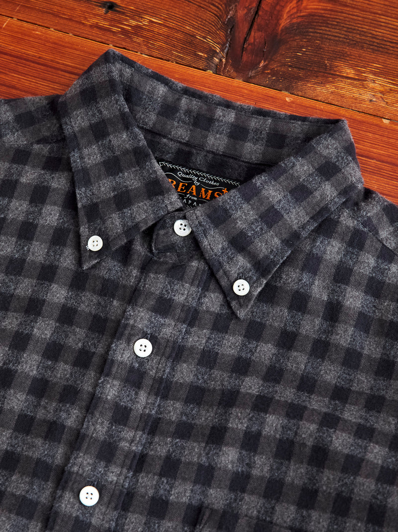 Gingham Check Button-Down Shirt in Grey