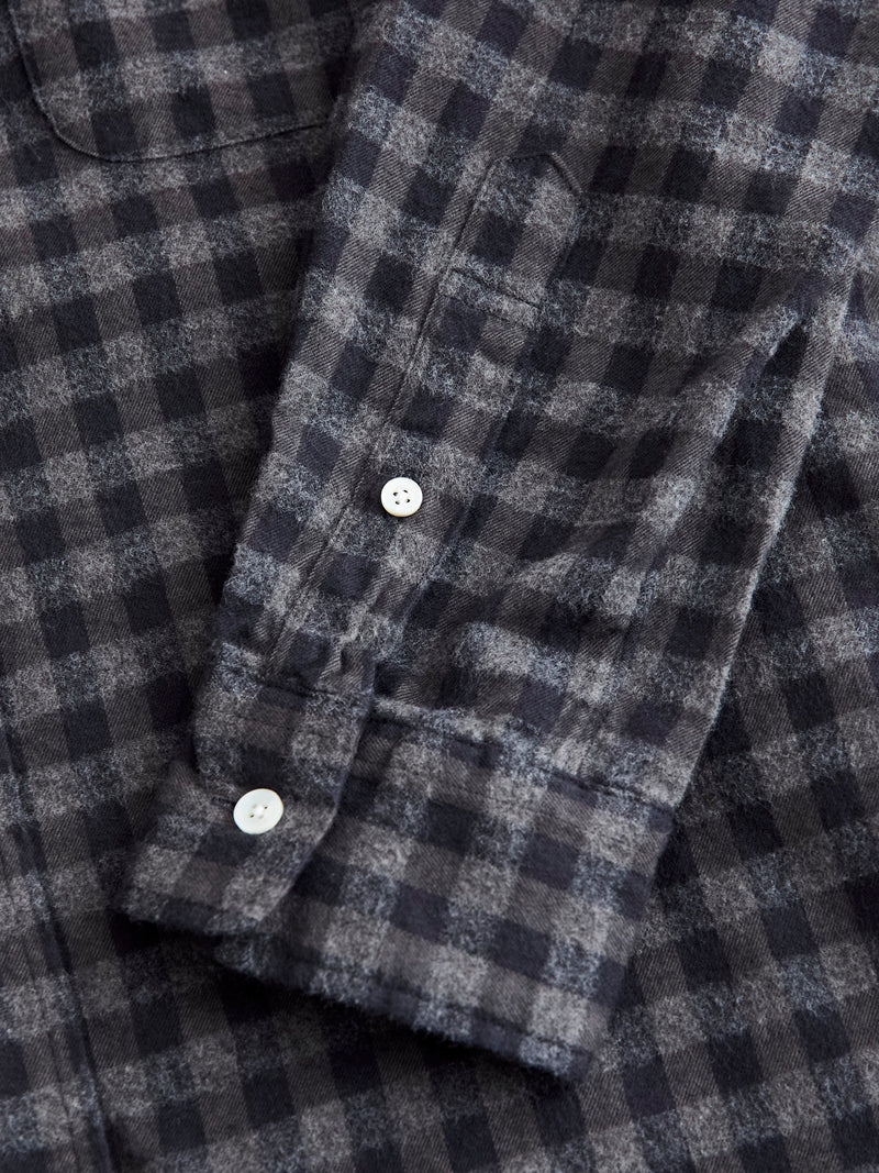 Gingham Check Button-Down Shirt in Grey