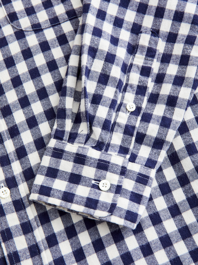 Gingham Check Button-Down Shirt in Navy