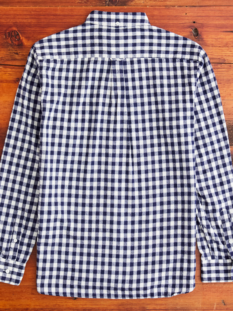 Gingham Check Button-Down Shirt in Navy