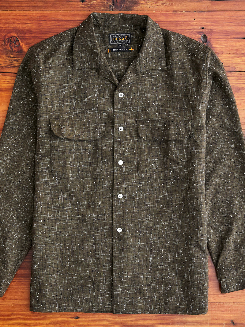 Kasuri Nep Open Collar Shirt in Olive