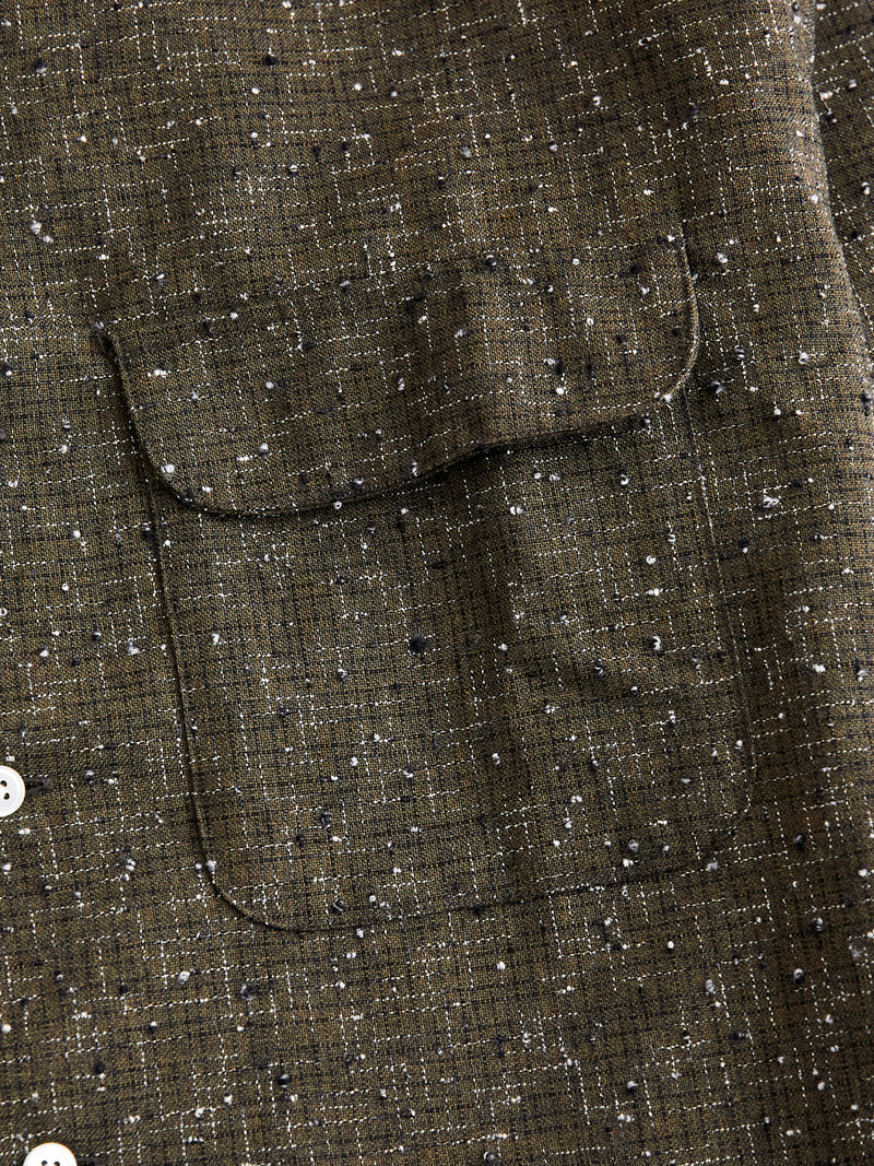 Kasuri Nep Open Collar Shirt in Olive