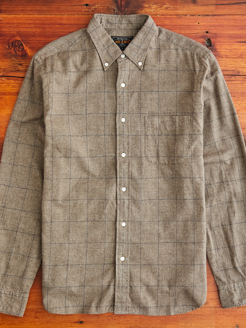 Shaggy Check Button-Down Shirt in Brown