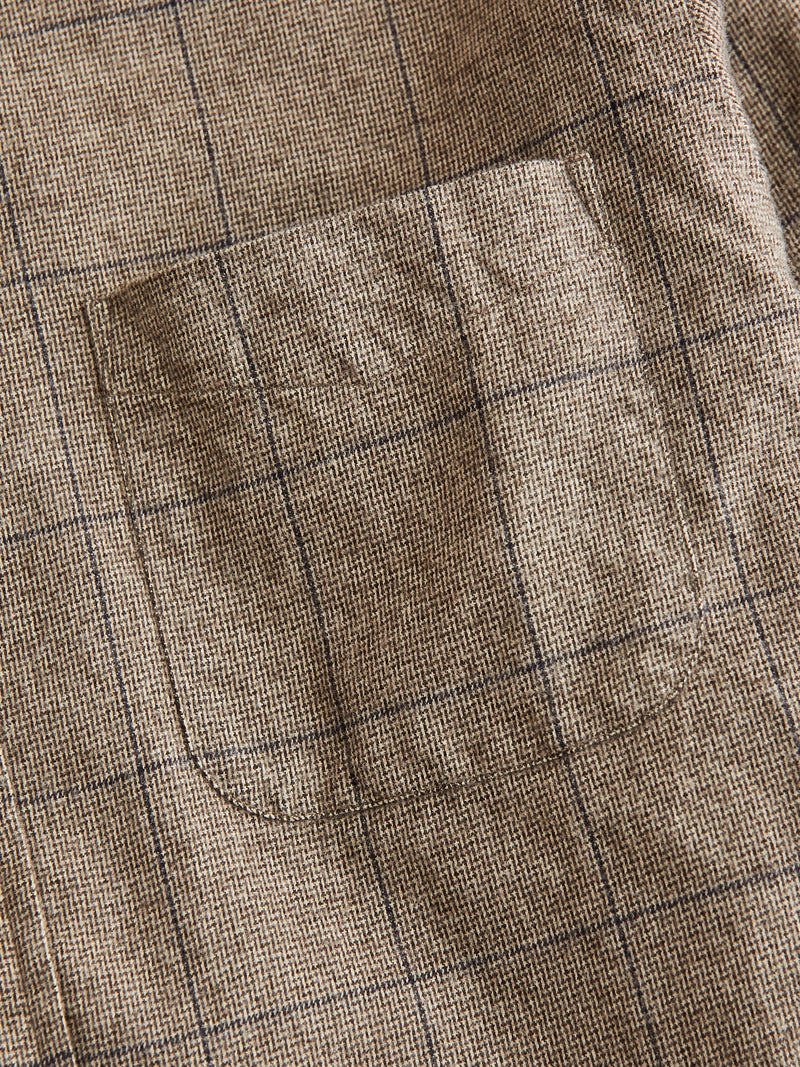 Shaggy Check Button-Down Shirt in Brown