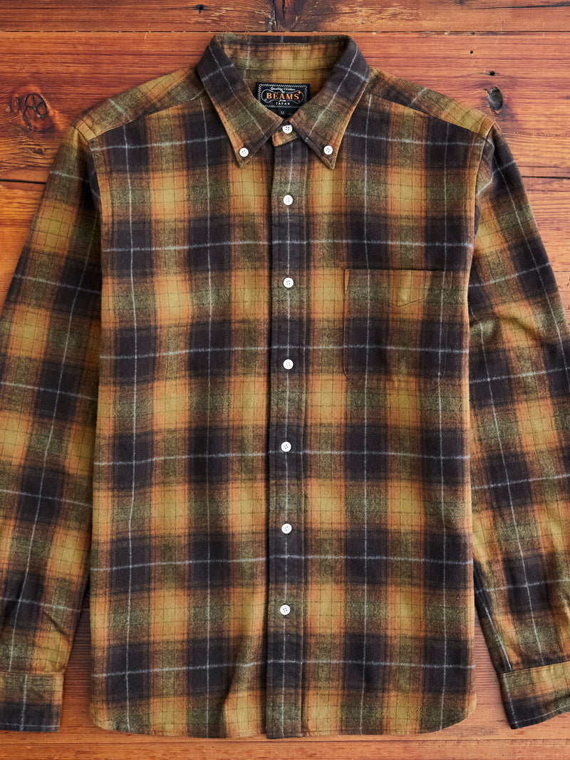 Shaggy Check Button-Down Shirt in Orange