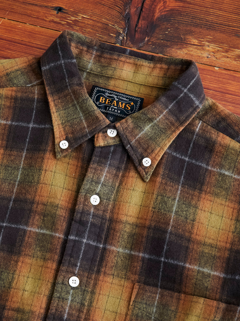 Shaggy Check Button-Down Shirt in Orange