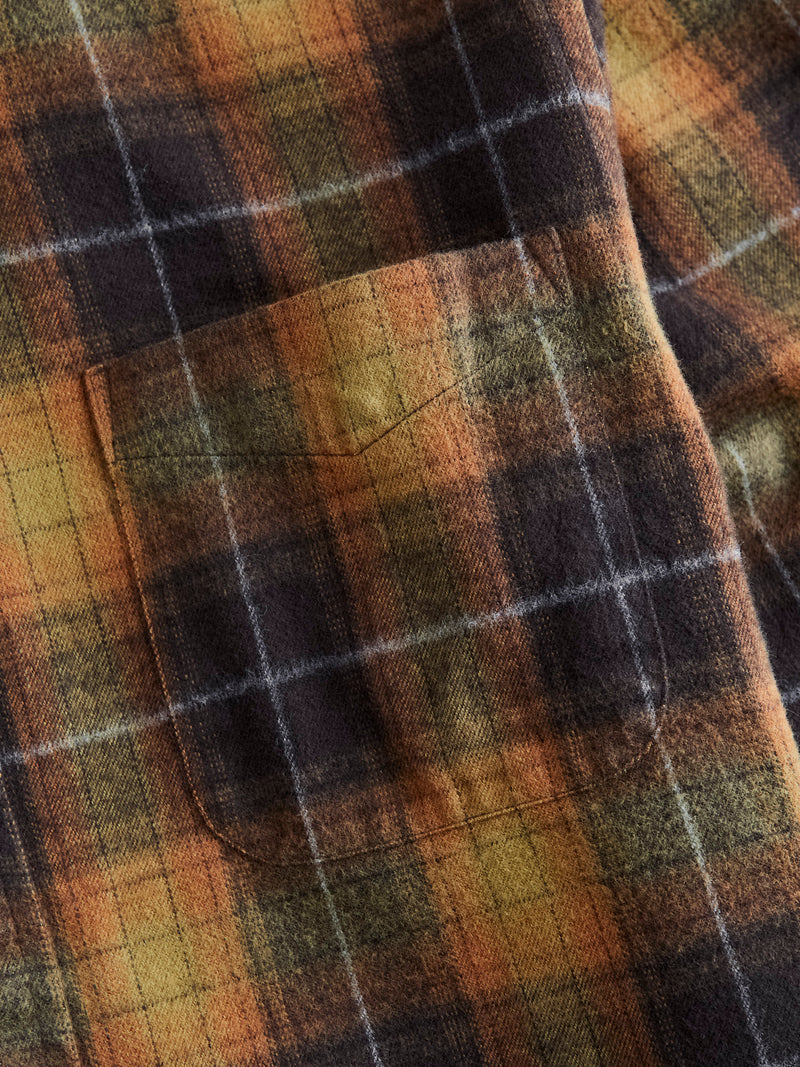 Shaggy Check Button-Down Shirt in Orange