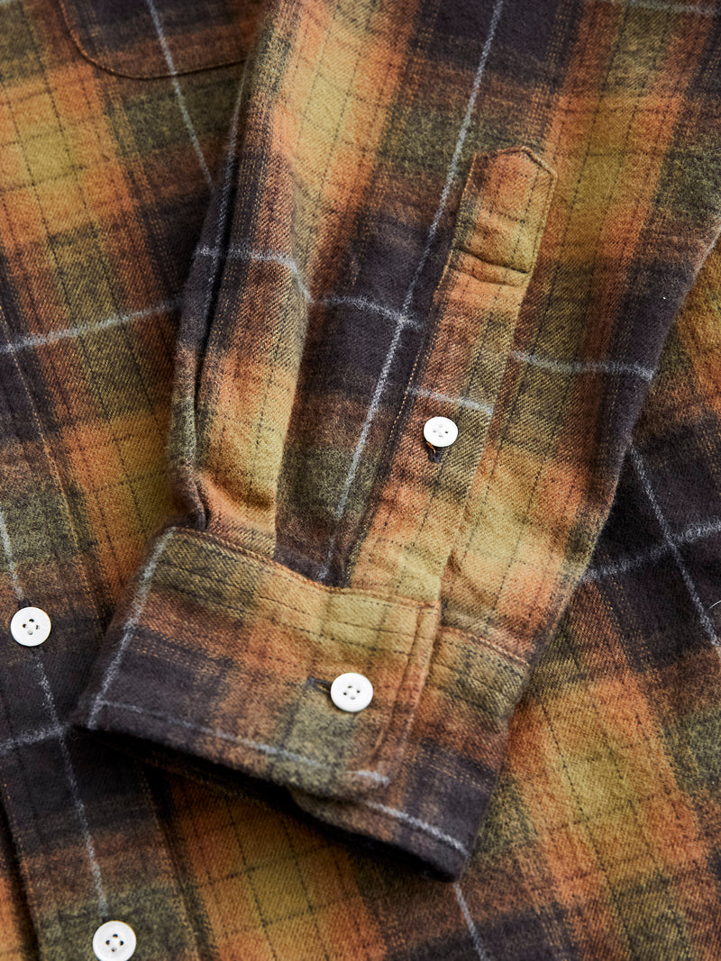 Shaggy Check Button-Down Shirt in Orange
