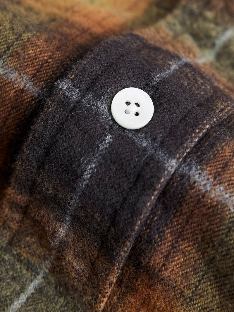 Shaggy Check Button-Down Shirt in Orange