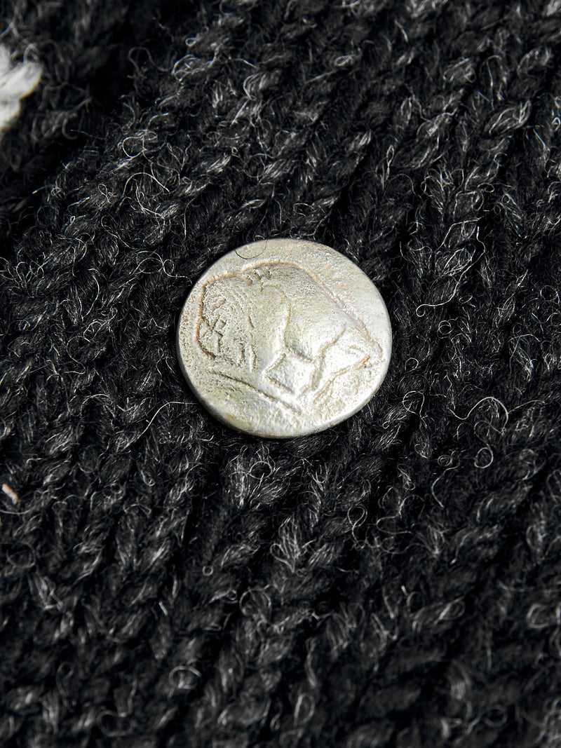 Cowichan Knit Cardigan Sweater in Black