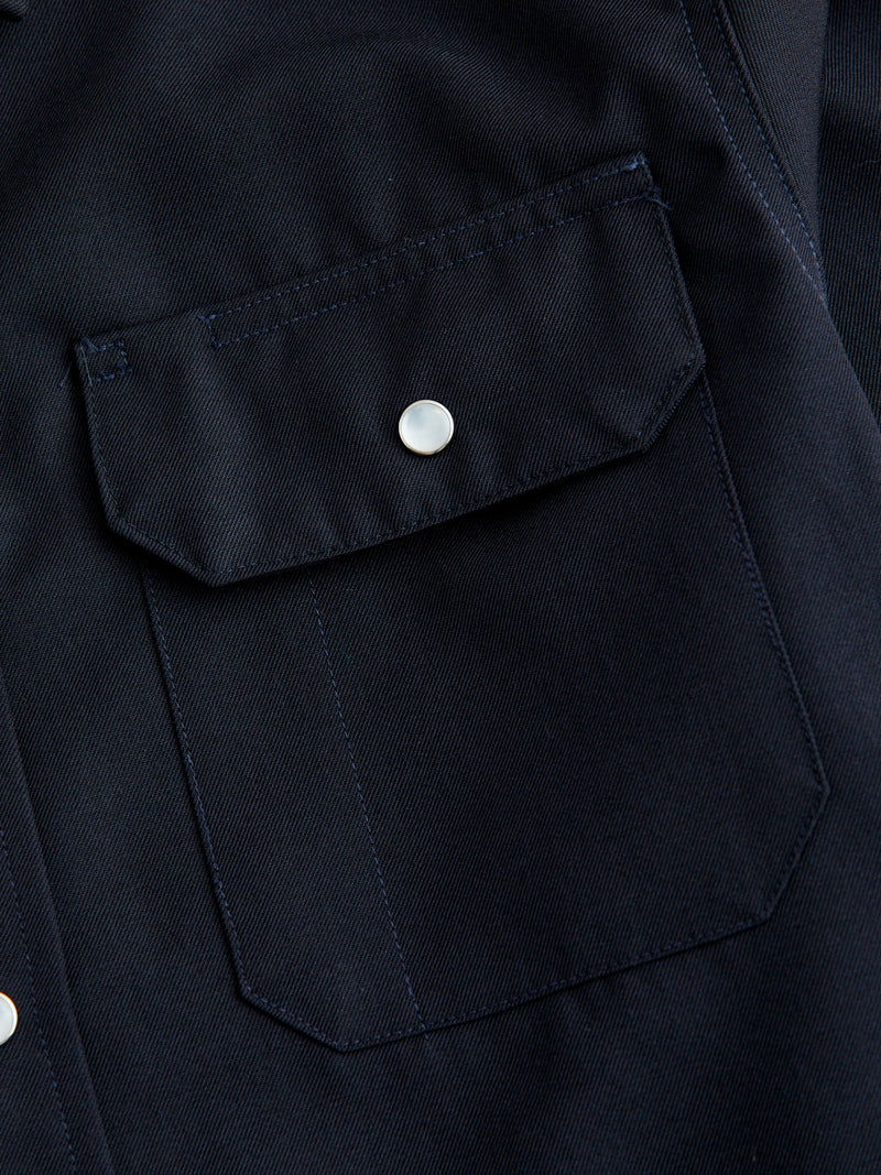 Drover Overshirt in Navy Gabardine