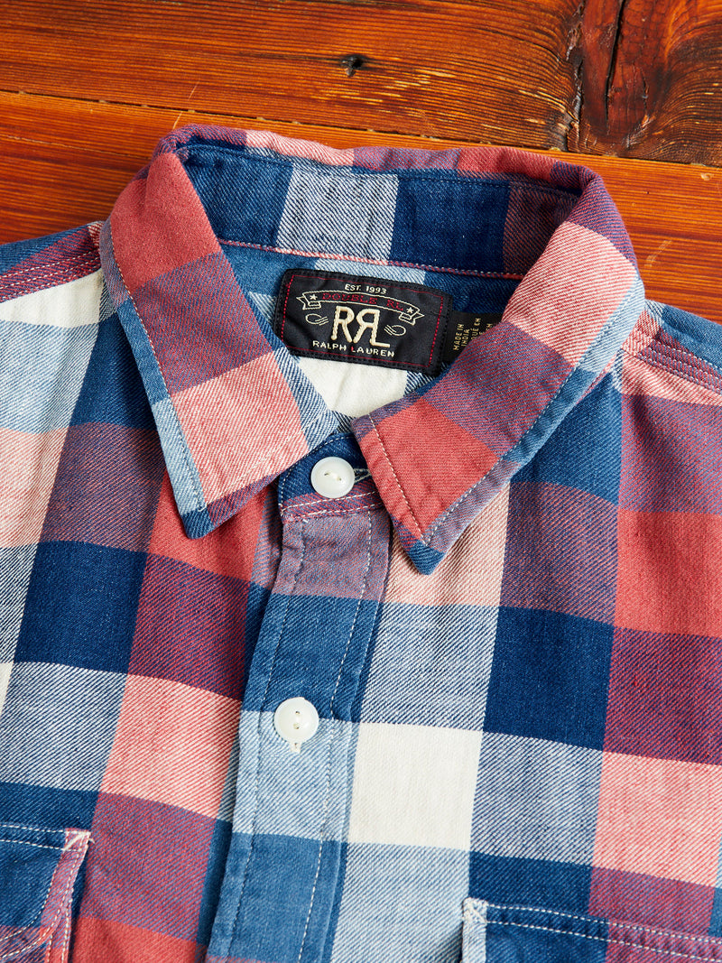 Lee Cotton-Linen Workshirt in Red/Indigo Plaid