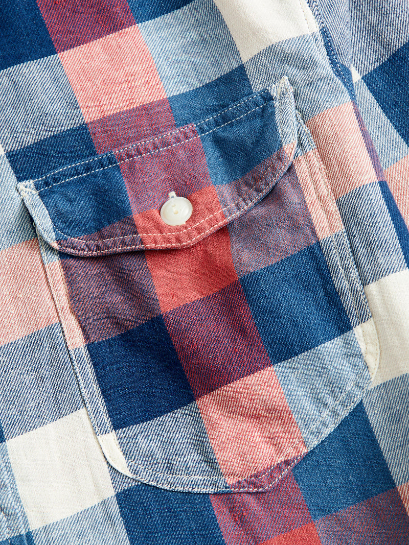 Lee Cotton-Linen Workshirt in Red/Indigo Plaid