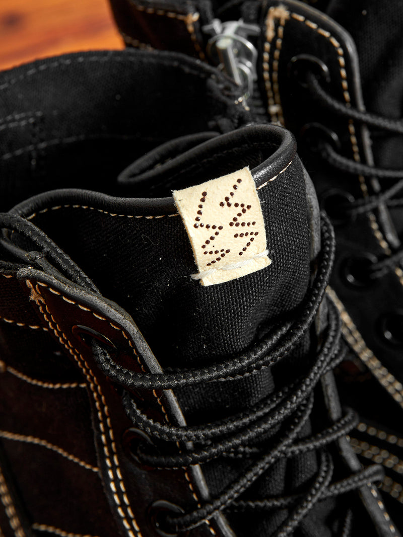 7 Hole '73-Folk Boots in Black Horsehide