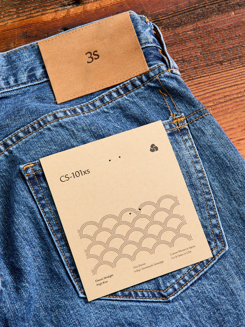 CS-101xs 12oz Stonewashed Indigo Selvedge Denim - Classic Straight Fit