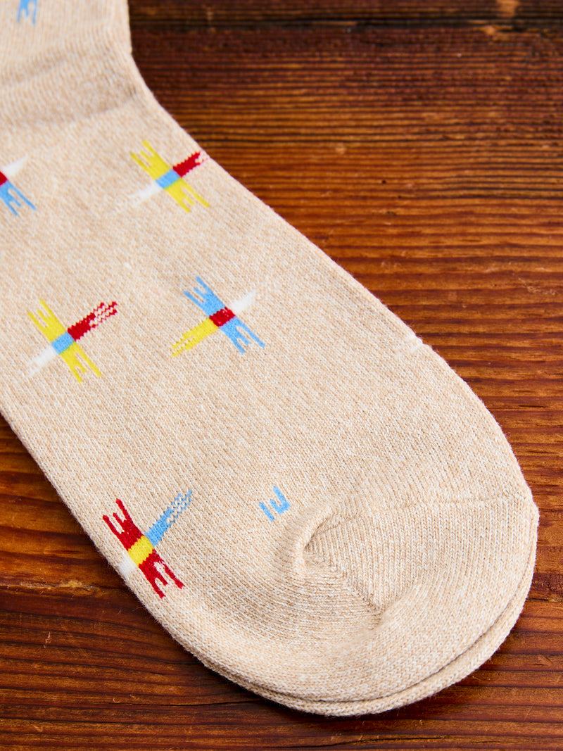 Sun Cross Crew Sock in Beige