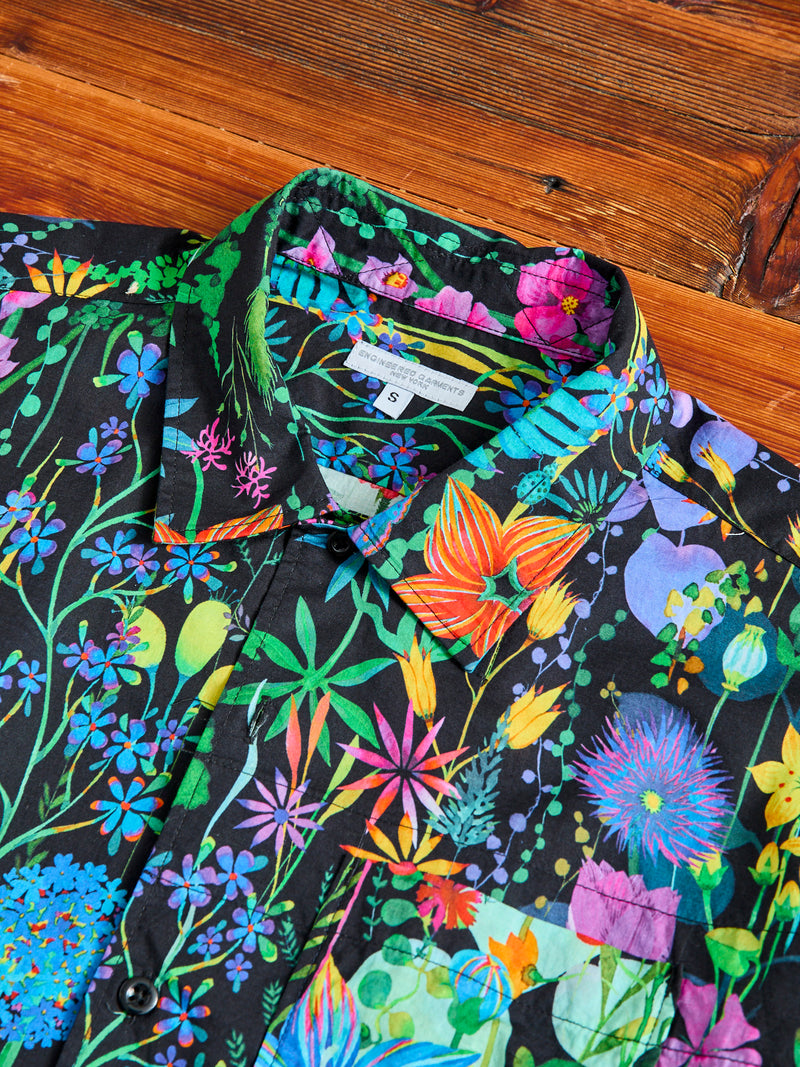 Camp Shirt in Black Floral Lawn