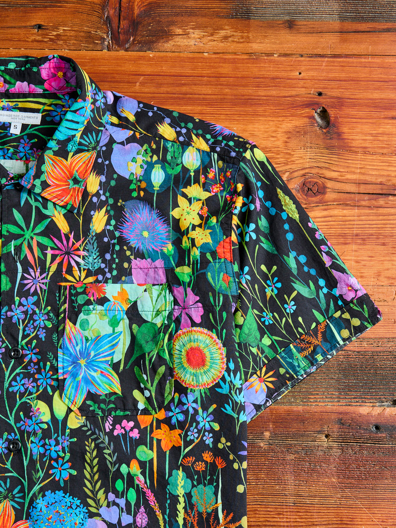 Camp Shirt in Black Floral Lawn