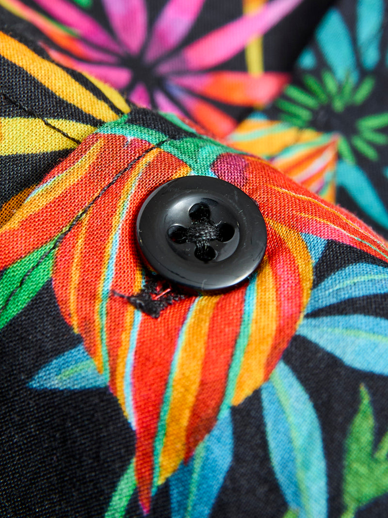 Camp Shirt in Black Floral Lawn