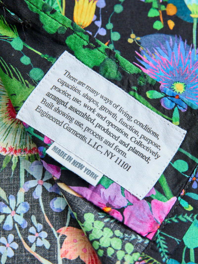 Camp Shirt in Black Floral Lawn