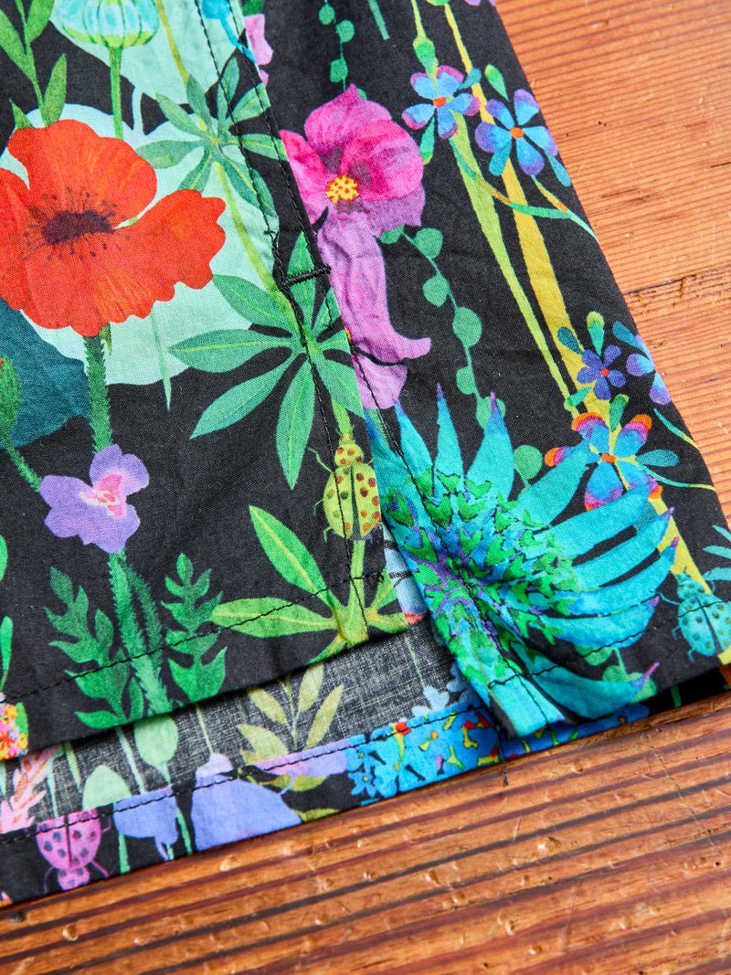 Camp Shirt in Black Floral Lawn