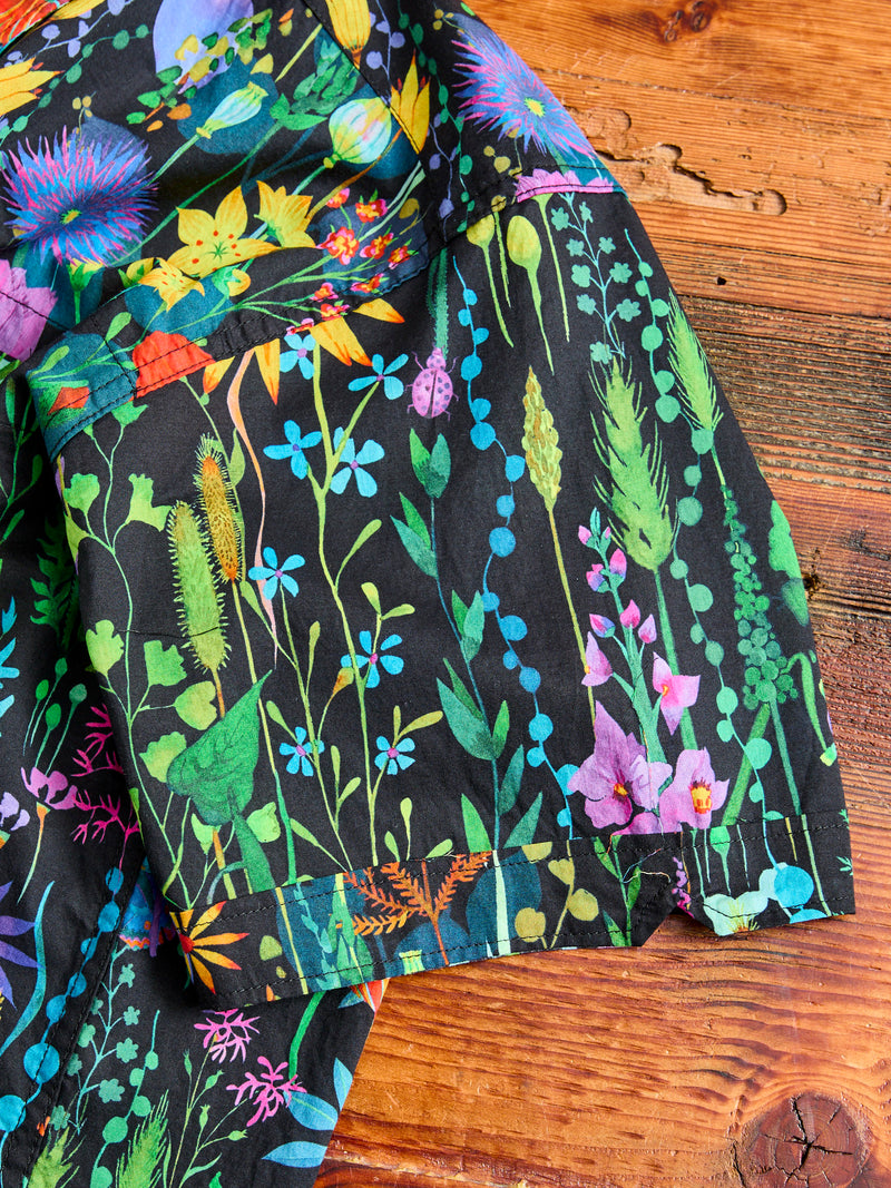 Camp Shirt in Black Floral Lawn
