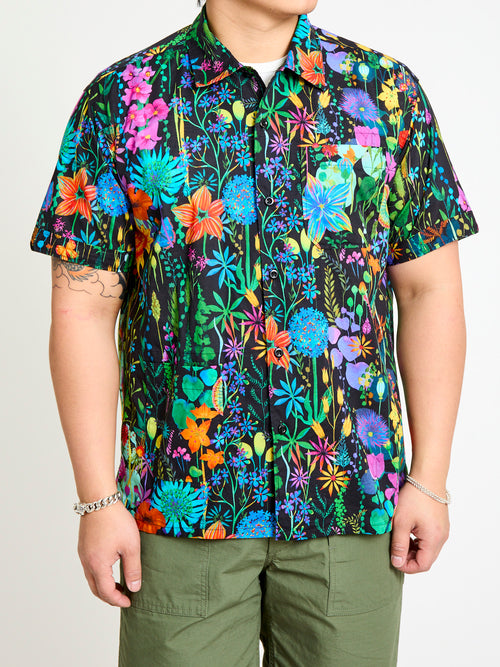 Camp Shirt in Black Floral Lawn