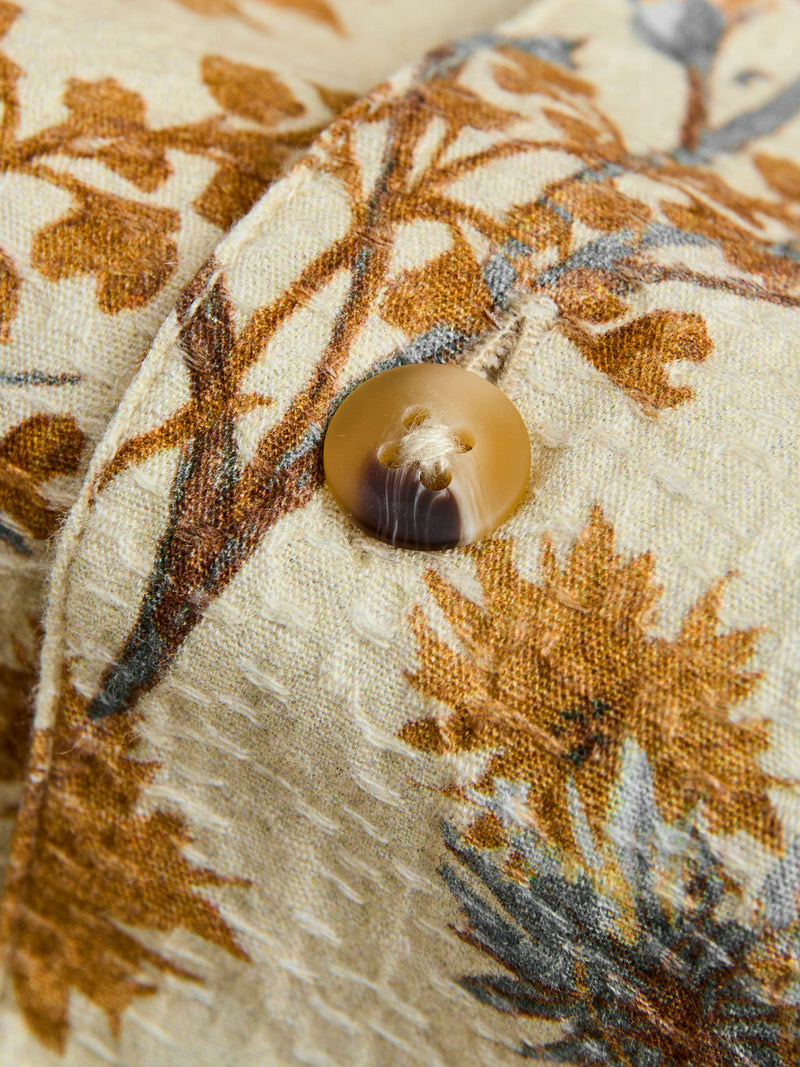 Crammond Shirt in Ecru Thistle Print