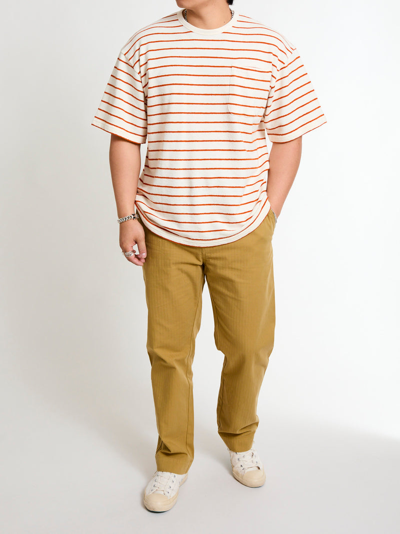 Fly Tee in Ecru Tangerine Stripe
