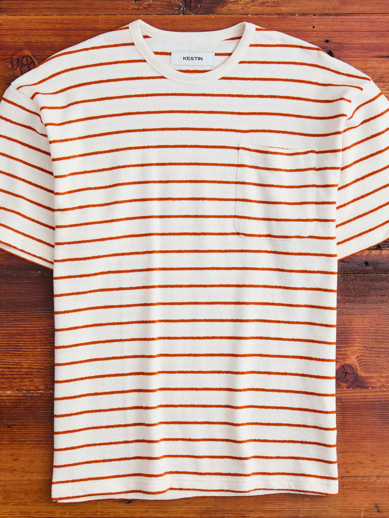 Fly Tee in Ecru Tangerine Stripe