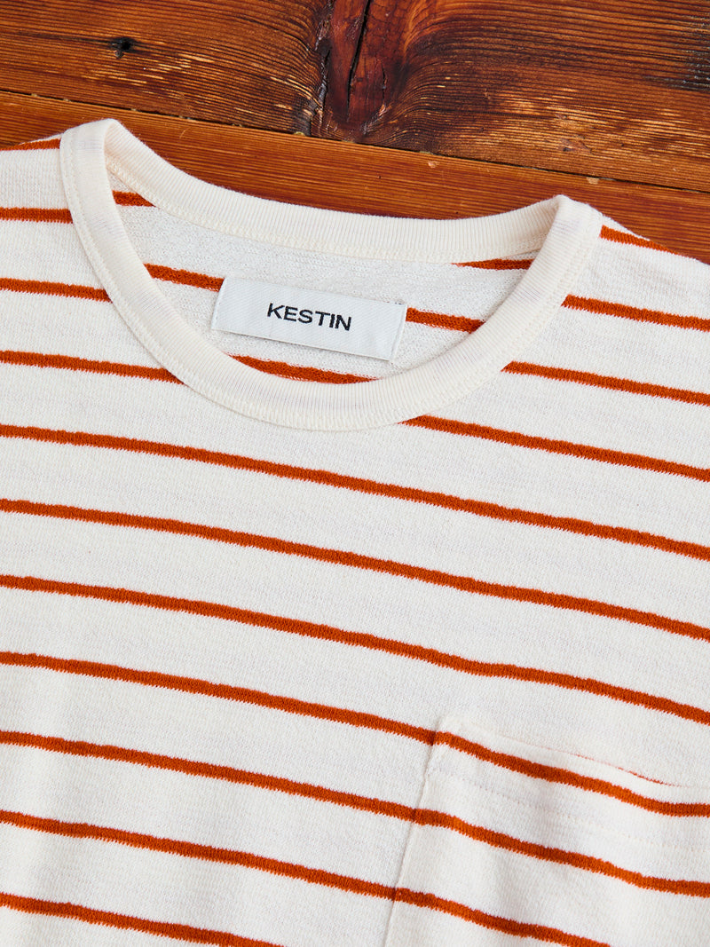 Fly Tee in Ecru Tangerine Stripe