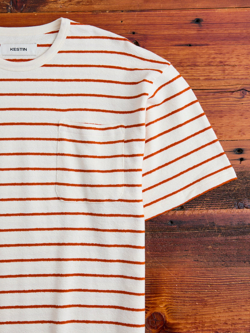 Fly Tee in Ecru Tangerine Stripe