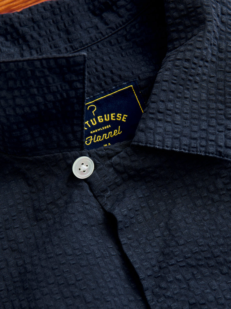 Atlantico Camp Collar Button-Up Shirt in Navy