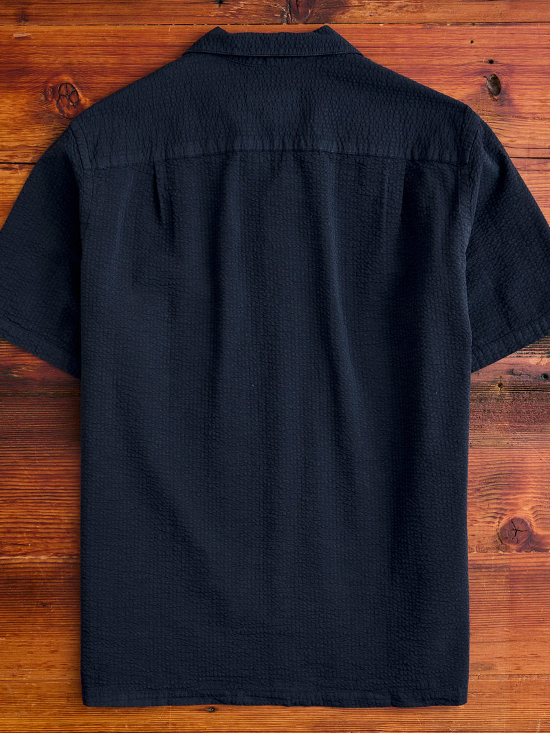 Atlantico Camp Collar Button-Up Shirt in Navy