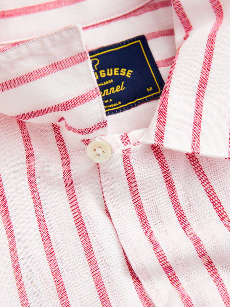 Beach Cabin Button-Up Shirt in Red