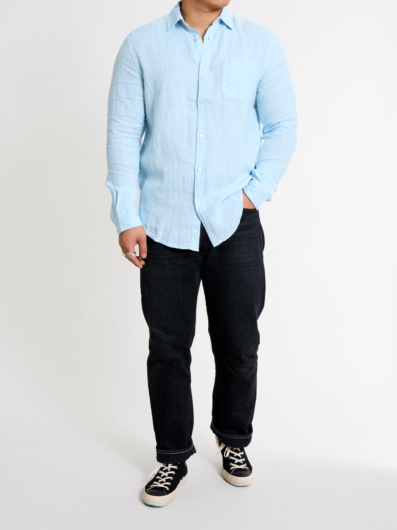 Linen Button-Up Shirt in Sky