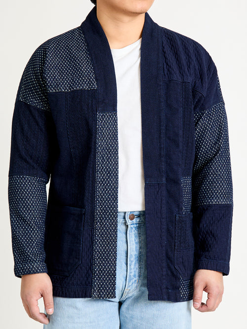 Patchwork Haori Jacket in Rinsed Indigo