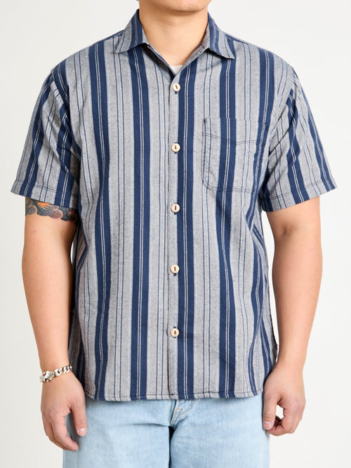 Hawaiian Button-Up Shirt in Mariner Stripe