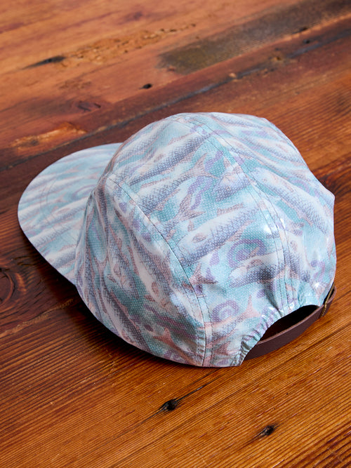 Nylon Print Water Film Fishing Cap in Aqua