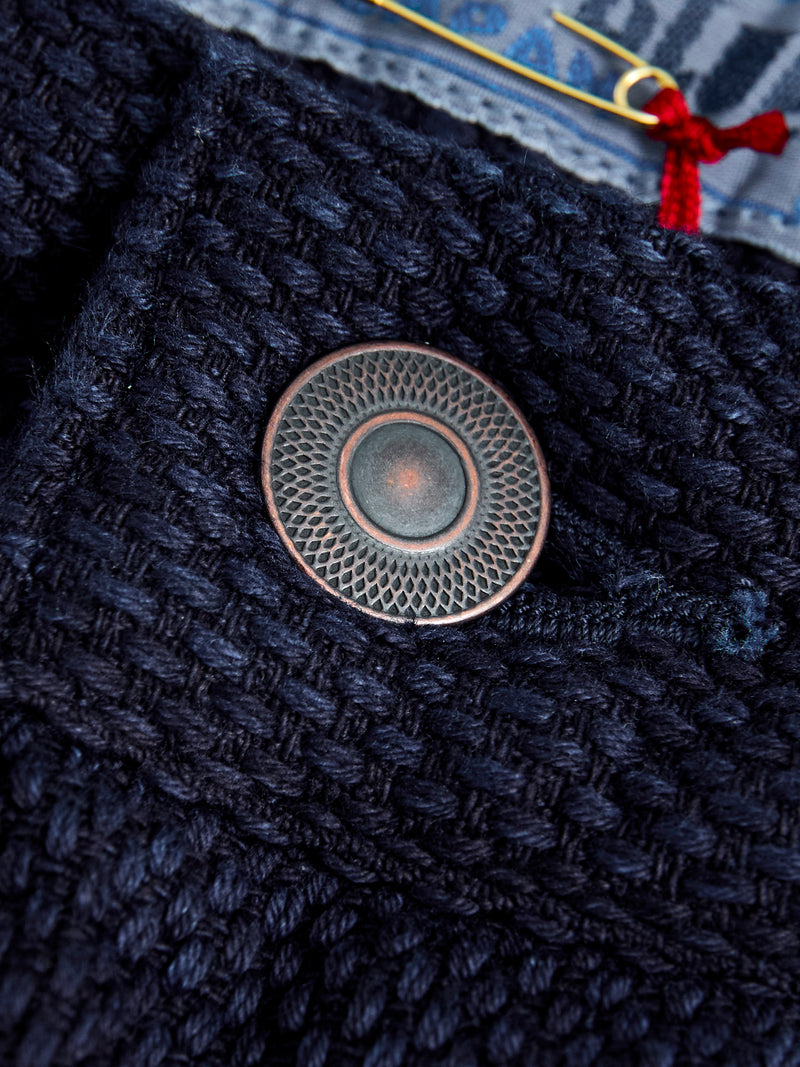 Fine Sashiko Hand Dyed 5-Pocket Pants in Indigo