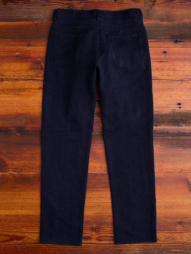 Fine Sashiko Hand Dyed 5-Pocket Pants in Indigo